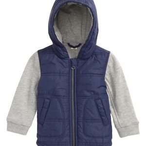 Tucker + Tate navy grey sweatshirt puffer jacket